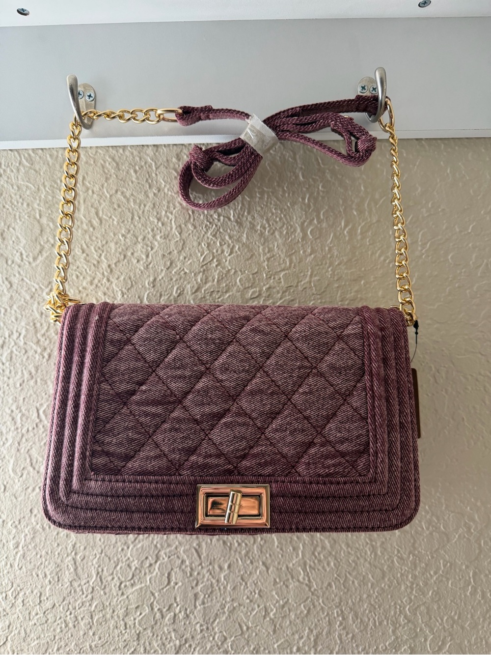 Quilted Shoulder Bag in Purple NWT